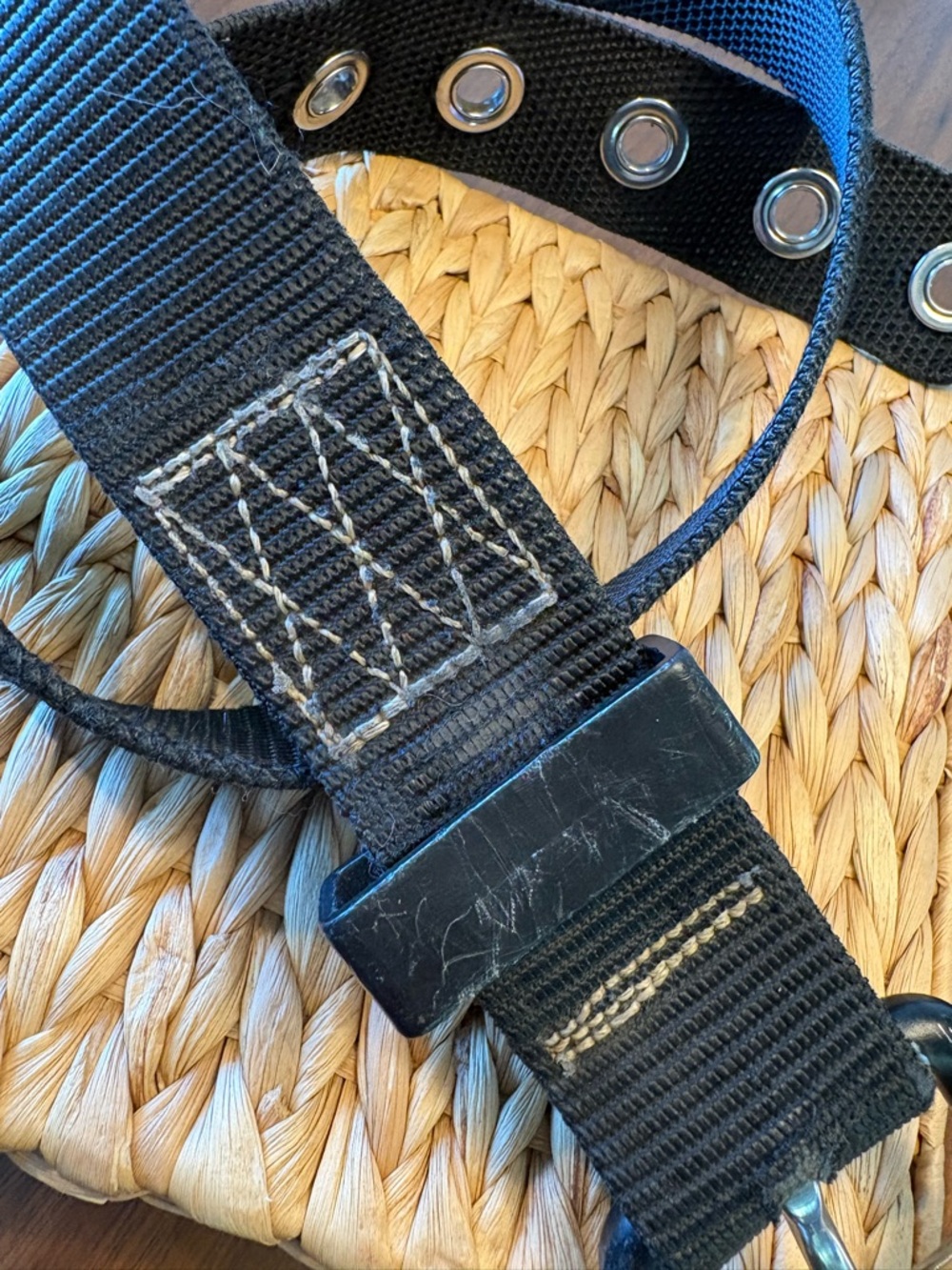 Black Webbed Men's Belt with Silver Grommet Hardware Punk Grunge Utility 38”-42” - Picture 5 of 8